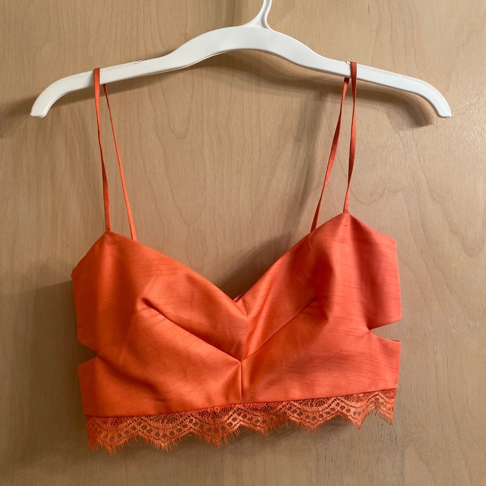 DONATING SOON Coral Lacy Crop Top